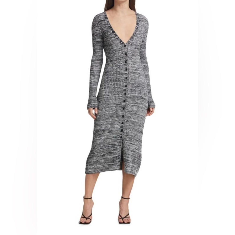 Baum Und Pferdgarten Cabriola Rib Knit Button Front Midi Dress Size XS - Picture 1 of 8